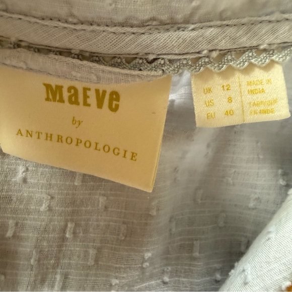 Anthropologie Maeve Pale Blue Christie Embroidered Short Sleeve Button Down 8 - Picture 10 of 13